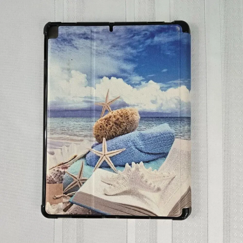 IPad or Air Tablet Case with Auto Sleep/Wake Lid - Beach Theme Front & Back